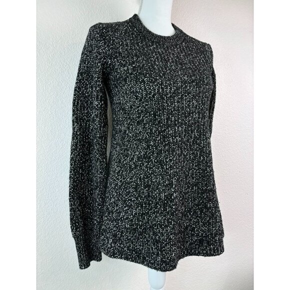 Athleta women's XS black white variegated wool blend stretch sweater top‎ - Picture 2 of 7